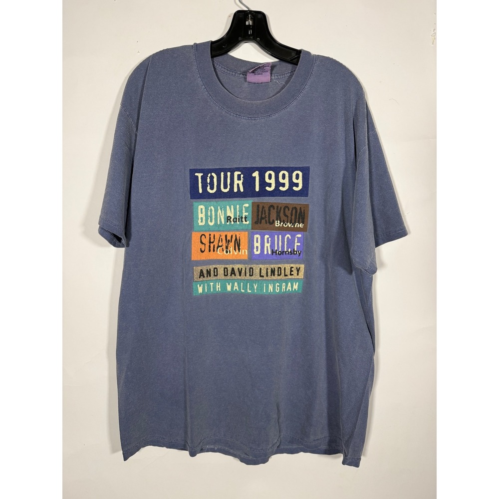 Vintage 1999 Tour Shirt Bonnie Raitt Jackson Browne Anvil Blue Large 90s Music - Picture 2 of 7